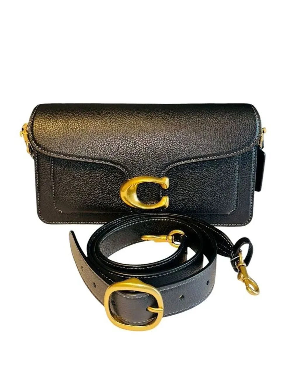 Coach Black Pebbled Leather Tabby 26